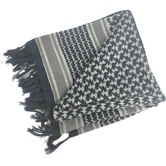 ⚡Men Black Camel 100% Cotton Military Shemagh Desert Keffiyeh Scarf Wrap - Picture 3 of 7
